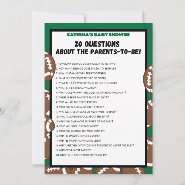 Invitación Football Baby Shower, Soccer - Nombre editable, 5x (Anverso)