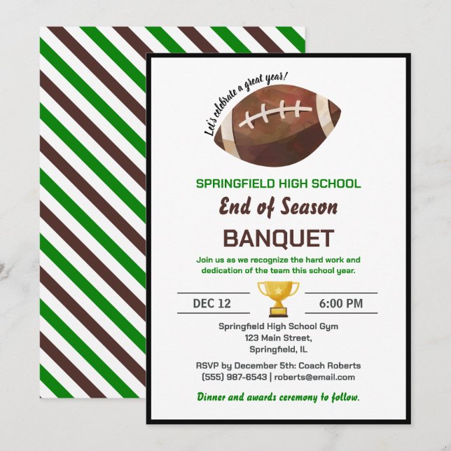 Invitación Football Banquet (Anverso / Reverso)
