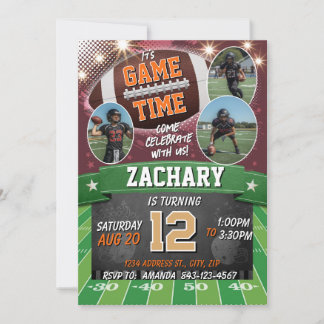 Invitación Football Birthday Invitation with photos