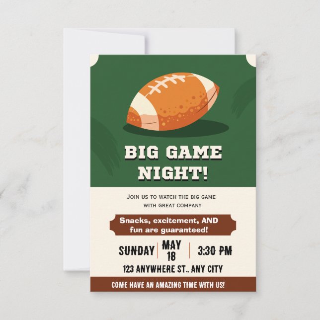 Invitación Football Birthday Party Invitation | Adult or Kids (Anverso)