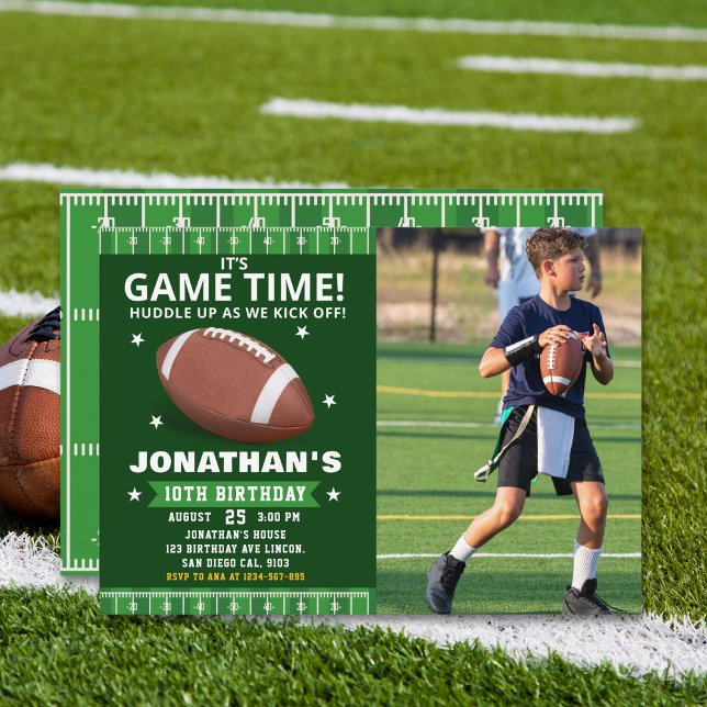Invitación  Football Field Birthday boy with Photo (Subido por el creador)