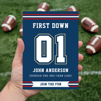 Invitación Football Sport First Year Down 1st Birthday Party