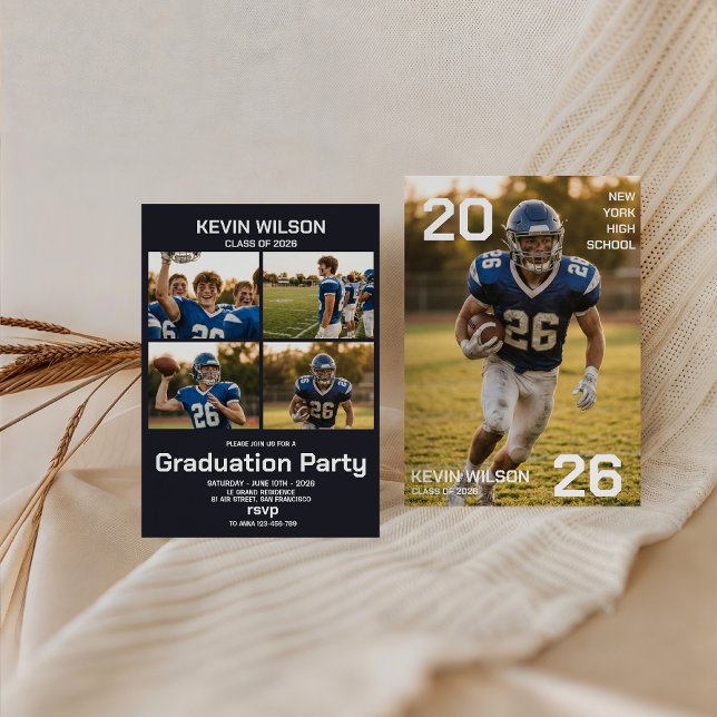Invitación Football Sports Photo Graduation Invitation (Subido por el creador)