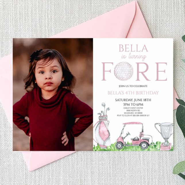 Invitación Fore Pink Golf Picture 4ª Fiesta de cumpleaños (Subido por el creador)