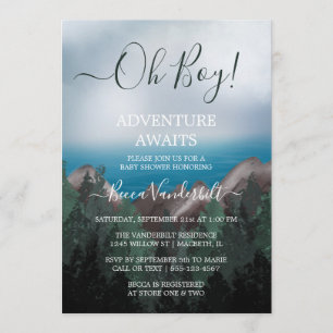 Invitación Forest Adventure Awaits Boy Baby Shower