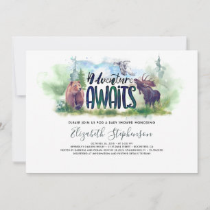 Invitación Forest Adventure Boy Country Bear Deer Baby Shower