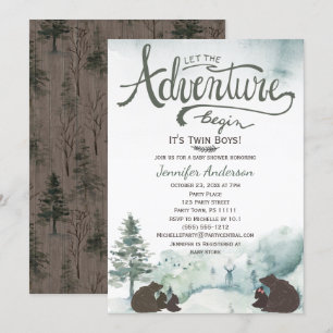 Invitación Forest Adventure Boy Country Twears con Hermana