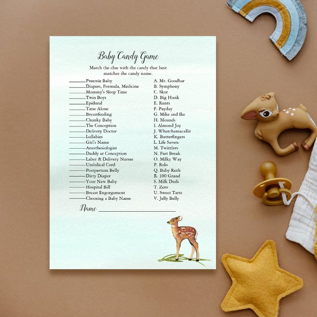 Invitación Forest Adventure Deers Baby Shower Candy Game (Subido por el creador)