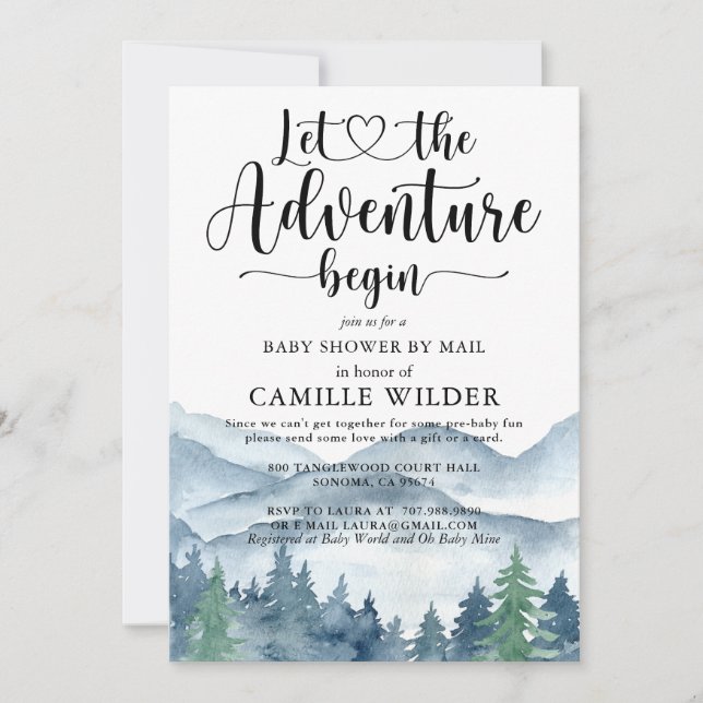 Invitación Forest Adventure Mountains Baby Shower By Mail Inv (Anverso)