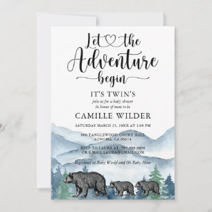 Invitación Forest Adventure Mountains Bears Baby Shower