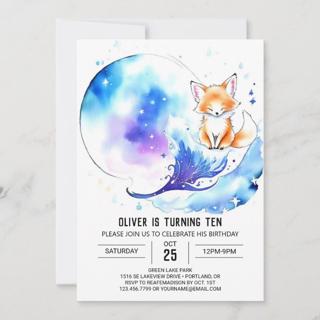 Invitación Forest Adventure Red Fox Birday Party (Anverso)