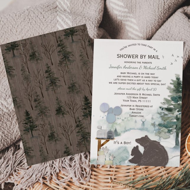 Invitación Forest Boy Country Bear Deer Mail Baby Shower (Subido por el creador)