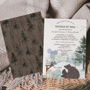 Invitación Forest Boy Country Bear Deer Mail Baby Shower