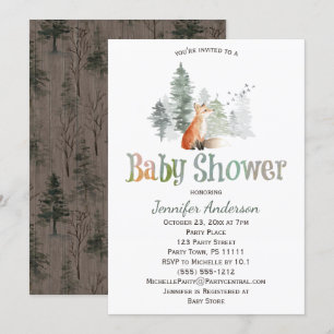 Invitación Forest Country Fox Baby Shower