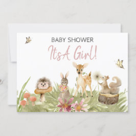 Invitación *~* Forest Cute Woodland Animal Chica Baby Shower