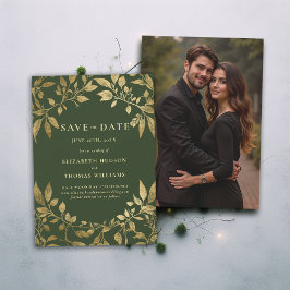 Invitación Forest Foliage Botanical Photo Wedding Save Date