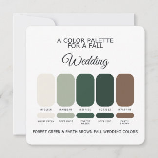 Invitación Forest Green Earth Brown Fall Wedding Palette Card