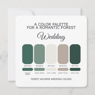 Invitación Forest Green Wedding Color Palette Card