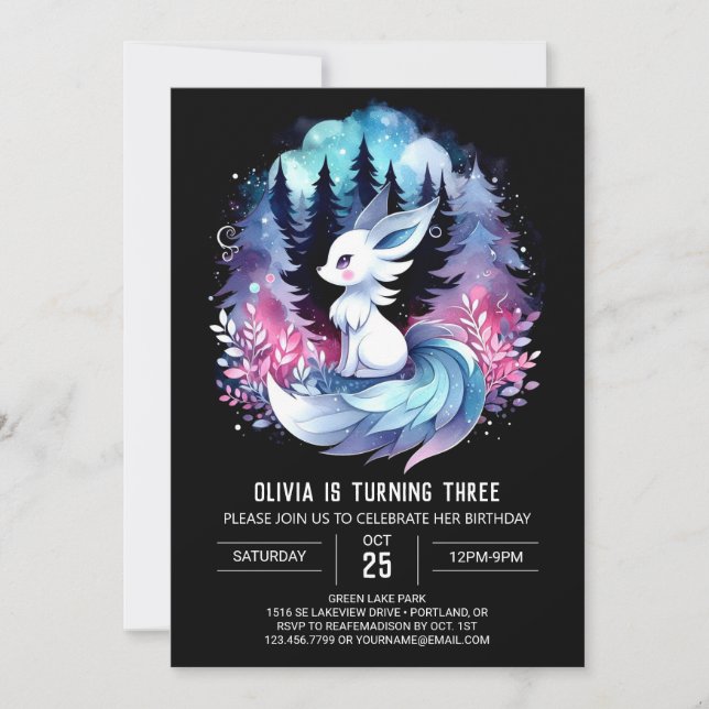 Invitación Forest Happy Wolf Birthday (Anverso)