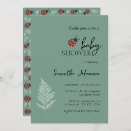 Invitación Forest Ladybugs Green Baby Shower