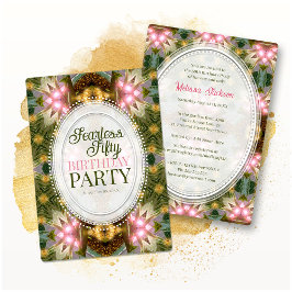 Invitación Forest Magic Green Gold Pink Fractal Lace