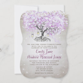 Invitación Forest Mason Jar Lavender Leaf Tree Boda