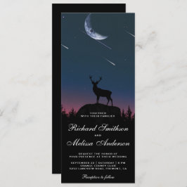 Invitación Forest Moon Night Sky Shooting Stars Deer Boda