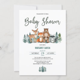 Invitación Forest Mountain Greenery Woodland Baby Shower