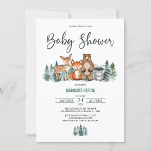 Invitación Forest Mountain Greenery Woodland Baby Shower