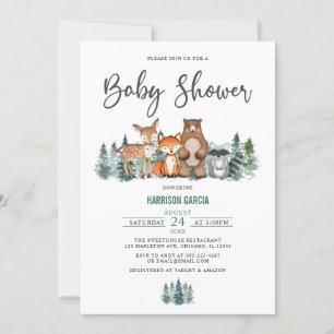 Invitación Forest Mountain Greenery Woodland Baby Shower
