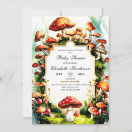 Invitación Forest Pastel Mushroom Baby Shower