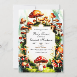 Invitación Forest Pastel Mushroom Baby Shower