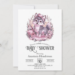 Invitación Forest Pastel Wolf Baby Shower Digital