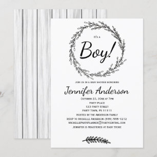 Invitación Forest Pine Rustic Country Boy Baby Shower