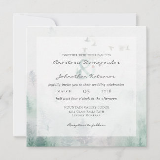 Invitación Forest Pine Tree Rustic 2 Watercolor