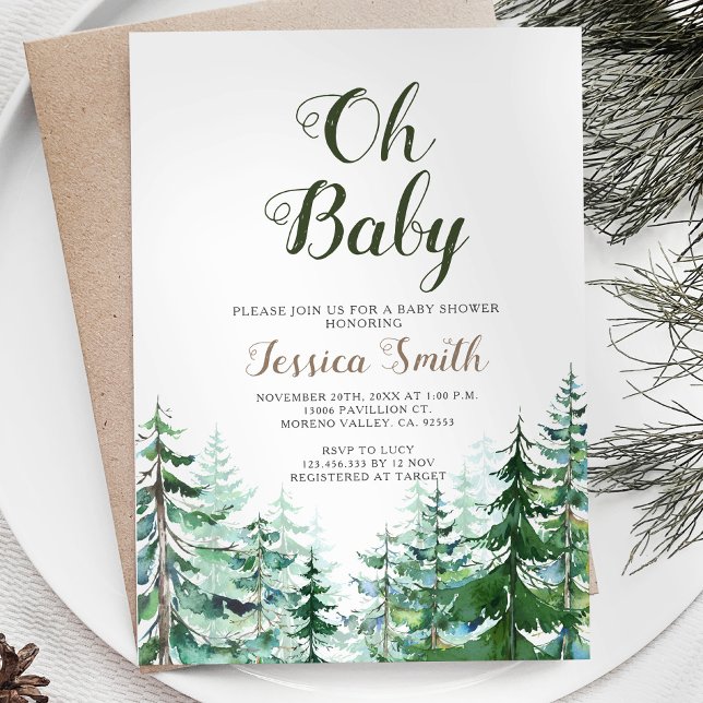 Invitación Forest Pine Trees Boy Baby Shower (Subido por el creador)