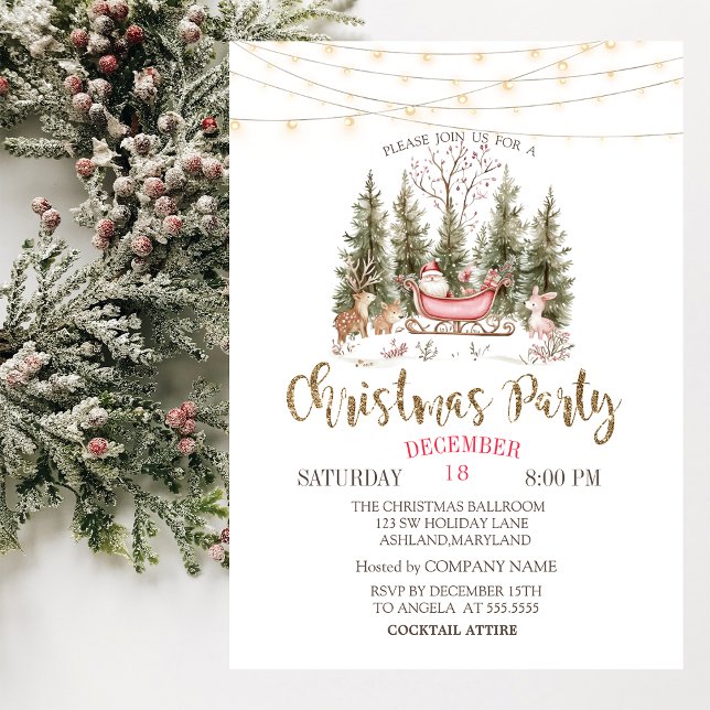 Invitación Forest, Sleigh, Compañía de Navidades de Oro Light (Subido por el creador)