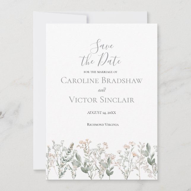 Invitación Forest Wildflowers Save the Date Announcement (Anverso)