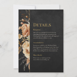 Invitación Forest Witch Black Floral Wedding Details Card