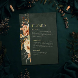 Invitación Forest Witch Green Floral Wedding Details Card