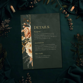 Invitación Forest Witch Green Floral Wedding Details Card