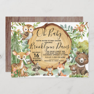 Invitación Forest Woodland Animal Baby Shower