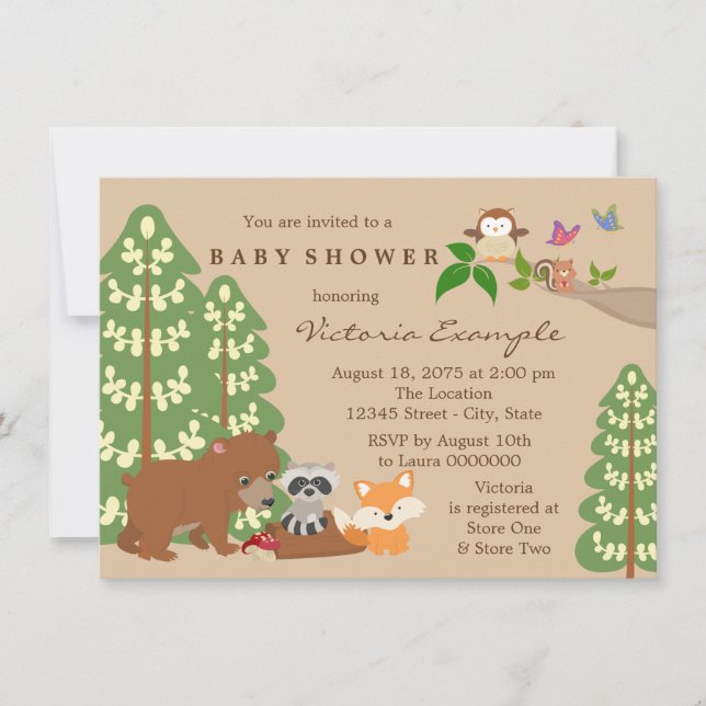 Invitación Forest Woodland Baby Shower (Anverso)