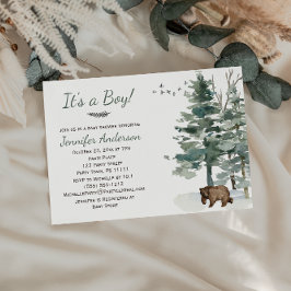Invitación Forest Woodland Country Bear Boy Baby Shower