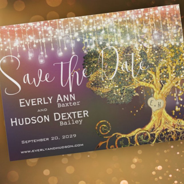 Invitación Forestal cuento Boda de Oro Púrpura Salva la Fecha (Subido por el creador)