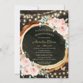 Invitación Forestal floral de Rubor de Quinceañera