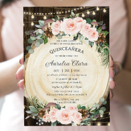 Invitación Forestal floral de Rubor de Quinceañera