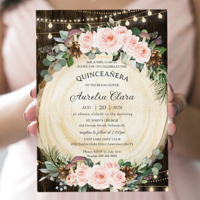Invitación Forestal floral de Rubor de Quinceañera (Subido por el creador)