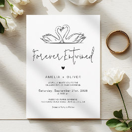 Invitación Forever Entwined Minimalist Script Swans Wedding