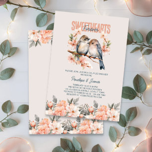 Invitación Forever Sinearts Floral Lovebird Parejas Ducha